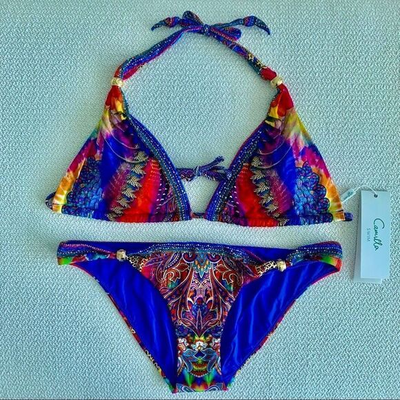 NWT CAMILLA Franks Crystal Beads Bikini Ball Psychedelica 2-Piece Swarov… - Picture 2 of 12